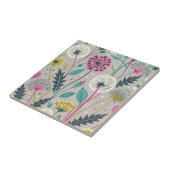 鮮やかタンポポと葉のシームレスなパターン タイル (側面)