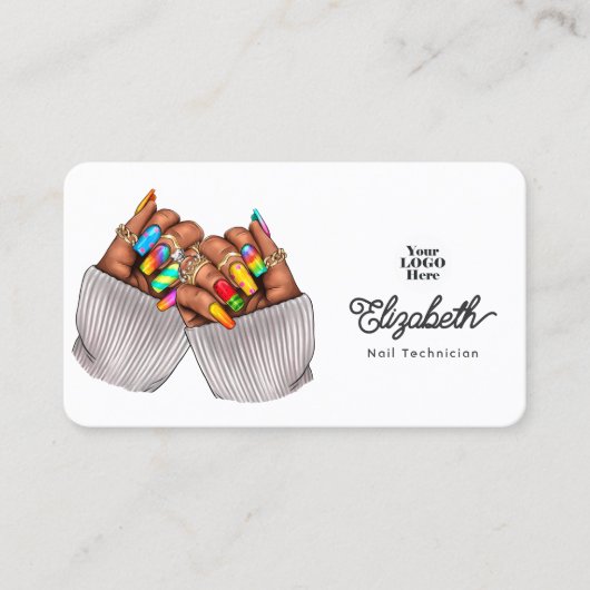 鮮やかターコイズ&レモンサマーネイルサロンデザイン 名刺 (正面)