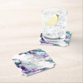 鮮やかティール（緑がかった色）紫抽象芸術水色インク ペーパーコースター (インサイチュ)