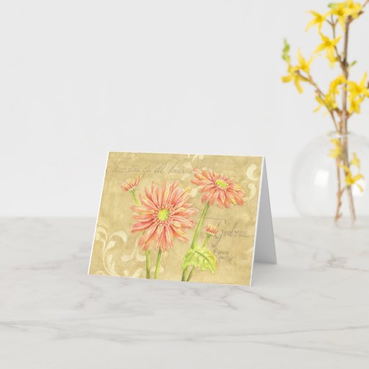 鮮やかデイジーガーデン空白の任意の大事な行事カード カード (黄色い花)