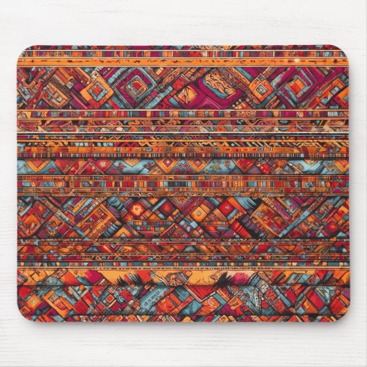 「鮮やかトライバルタペストリー模様」 マウスパッド (正面)