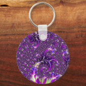 鮮やかトリップ（幻覚体験）のようなカラフルGroovy Bohoスパイラルフラクタル キーホルダー (正面)