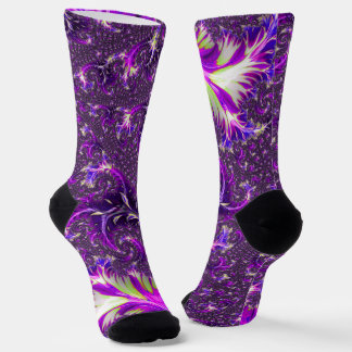 鮮やかトリップ（幻覚体験）のようなカラフルGroovy Bohoスパイラルフラクタル ソックス