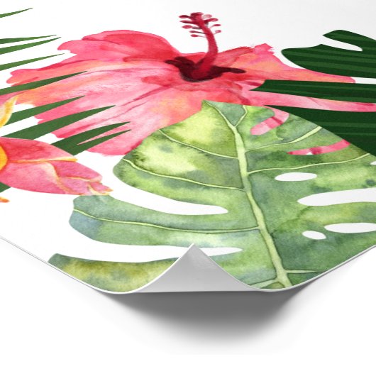 鮮やかトロピカル結婚フレーム歓迎サイン ポスター (角)