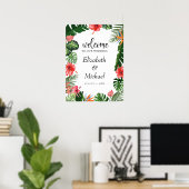 鮮やかトロピカル結婚フレーム歓迎サイン ポスター (ホームオフィス)