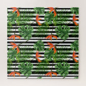 鮮やかトロピ葉ックスと花のデザイン ジグソーパズル (横)