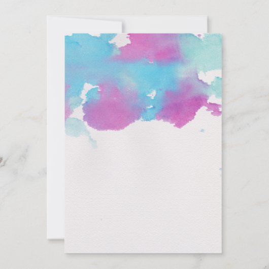 鮮やかドリームブルーパープルウォーター結婚カラー 招待状 (裏面)