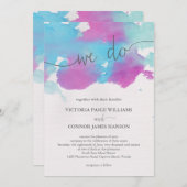 鮮やかドリームブルーパープルウォーター結婚カラー 招待状 (正面/裏面)