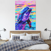 鮮やかドルフィン – カラーフル海ドリーム キャンバスプリント (インサイチュ (寝室))