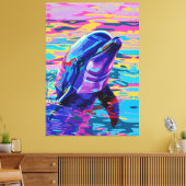 鮮やかドルフィン – カラーフル海ドリーム キャンバスプリント (インサイチュ (リビング))