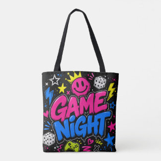 鮮やかネオン落書きゲームの夜トートバッグ トートバッグ