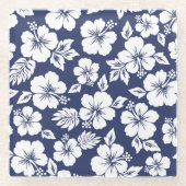 鮮やかハイビスカス：フローラのシームレスなパターン。 ガラスコースター (正面)