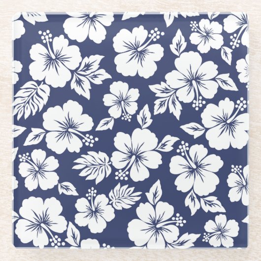 鮮やかハイビスカス：フローラのシームレスなパターン。 ガラスコースター (正面)