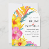 鮮やかハイビススフローラエレガントトロピカル結婚ス 招待状 (正面)