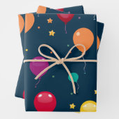 鮮やかハッピーバースデーバルーンのパターン ラッピングペーパーシート (インサイチュ)