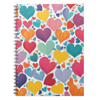 鮮やかハートお祝いノートカラフル- Love ノートブック