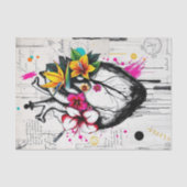 鮮やかハートと熱帯開花のデコページ | はっきりした 薄葉紙 (正面)