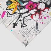 鮮やかハートと熱帯開花のデコページ | はっきりした 薄葉紙 (詳細)