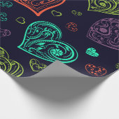 鮮やかハートパターン ラッピングペーパー (角)