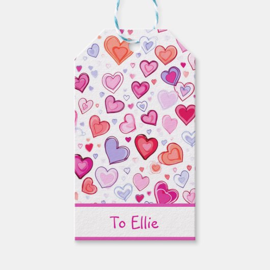 鮮やかハート |カラフル | |からカスタムの(&E) ギフトタグ (正面)