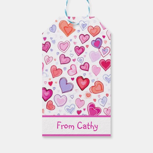 鮮やかハート |カラフル | |からカスタムの(&E) ギフトタグ (裏面)