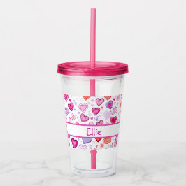 鮮やかハート |カラフル | |名前をカスタムする アクリルタンブラー