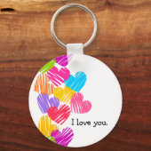 鮮やかハート「愛してる」キーチェーン キーホルダー (正面)