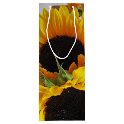 鮮やかパーソナライズされたなヒマワリプリント ワインギフトバッグ (裏面)