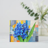 鮮やかヒヤシンスのモダン抽象芸術スタイル シーズンポストカード (スタンド正面)