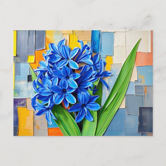 鮮やかヒヤシンスのモダン抽象芸術スタイル シーズンポストカード (正面)