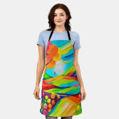 鮮やかヒルサイド調和絵を描ズ エプロン (着用した状態)
