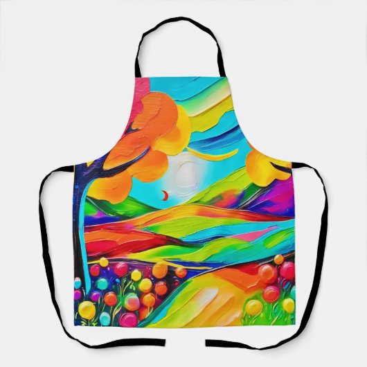 鮮やかヒルサイド調和絵を描ズ エプロン (正面)