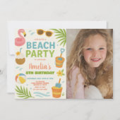 鮮やかビーチ誕生日招待状&デコー子供へル 招待状 (正面)