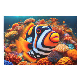 鮮やかピエロトリガーフィッカラフルクinコーラルリーフ メタルプリント