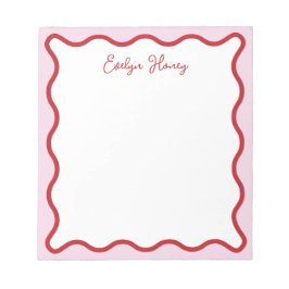 鮮やかピカラフルック赤波ジグザグ縁ど線 ノートパッド