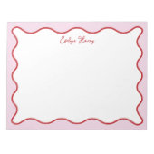 鮮やかピカラフルック赤波ジグザグ縁ど線 ノートパッド (正面)