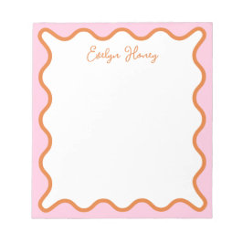 鮮やかピクカラフル・オレンジ波ジグザク縁どグ ノートパッド