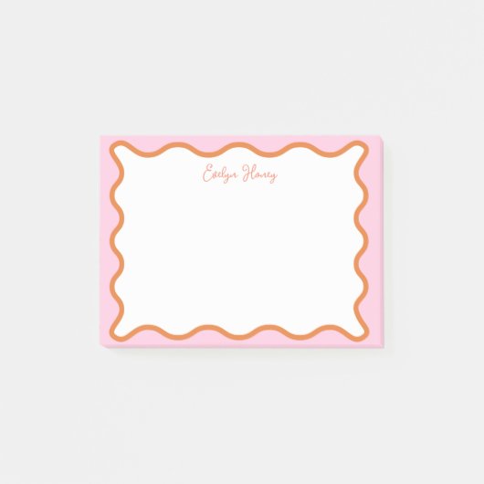 鮮やかピクカラフル・オレンジ波ジグザク縁どグ ポストイット (正面)