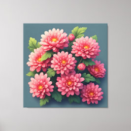 鮮やかピンクのキクの花束 キャンバスプリント