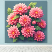 鮮やかピンクのキクの花束 キャンバスプリント (インサイチュ (ウッドフロア))