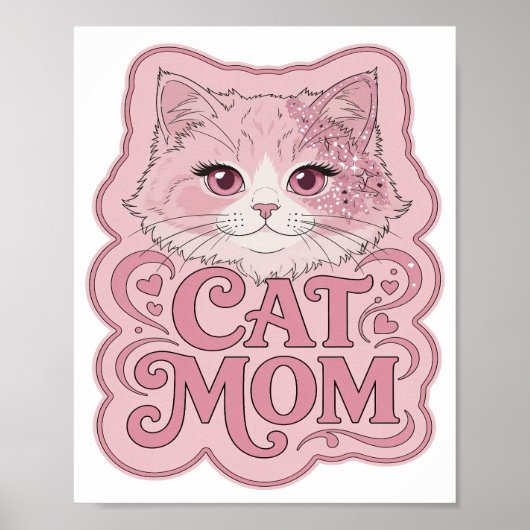鮮やかピンクのCAT MOM鮮やかデザイン ポスター (正面)