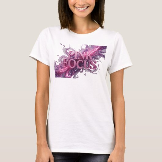 鮮やかピンクのPINK FOCUSシャツデザイン Tシャツ (正面)