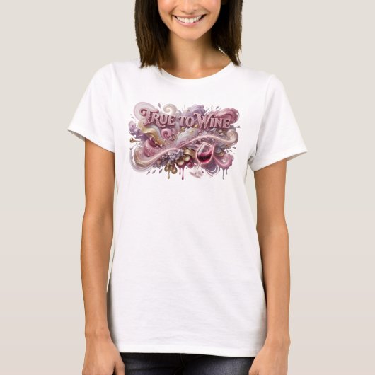鮮やかピンクのTRUE TO WINE オリジナルTシャツ Tシャツ (正面)