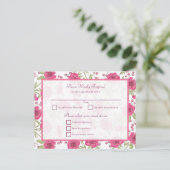鮮やかピンクバラの結婚式RSVP シーズンポストカード (スタンド正面)