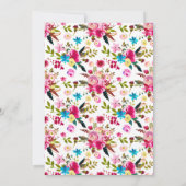 鮮やかピンク色のフローラタイポグラフィ結婚ズ 招待状 (裏面)