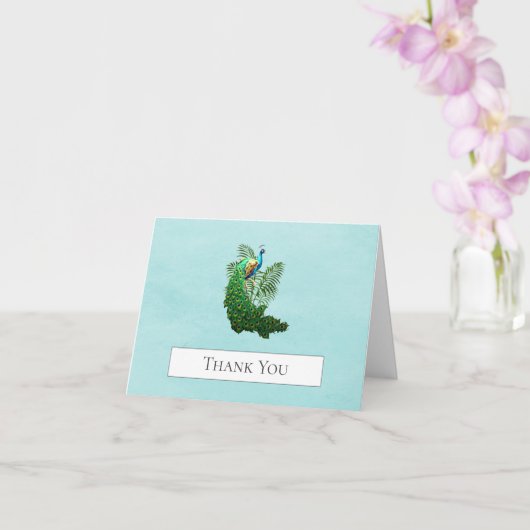 鮮やかピーコック |ティール(緑がかった色)カード カード (蘭)