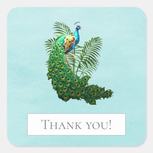 鮮やかピーコック |ティール(緑がかった色)シール スクエアシール (正面)
