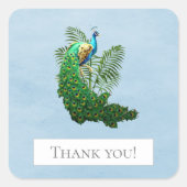 鮮やかピーコック |青いステッカー スクエアシール (正面)