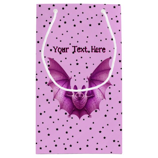 鮮やかピ不気味ック飛んでいるこうもりブラックスターズ スモールペーパーバッグ (裏面)