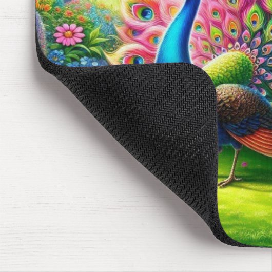 鮮やかファンタジー園の孔雀絵を描 マウスパッド (コーナー)